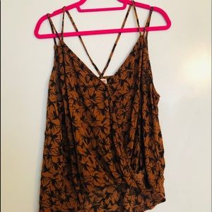 Brown Tank Top with Black Palm Trees
